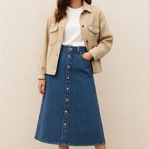 Denim A-Line Skirt with Front slit - size 10